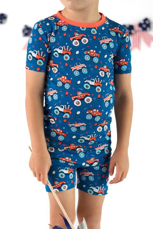 monster-trucks-rockets-two-piece-short-sleeve-pajama-set Boosh Baby - Sophia's Style-2